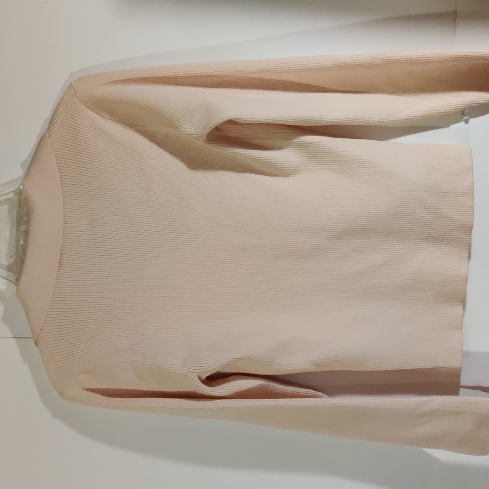 INTERMIX Blush Ribbed Button-Front Long Sleeve Top - Picture 8 of 11